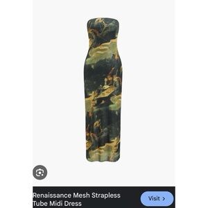 Renaissance Mesh Strapless Tube Midi Dress